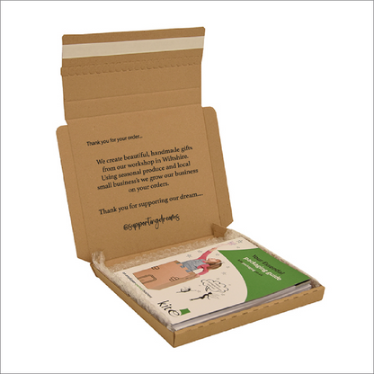 Custom Printed Brown Corrugated Postal Box, Peel & Seal, Royal Mail Large Letter Size