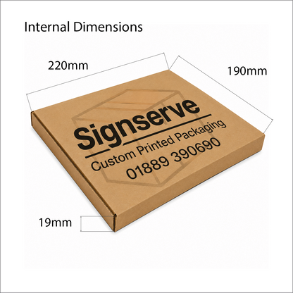 Custom Printed Brown Corrugated Postal Box, Peel & Seal, Royal Mail Large Letter Size